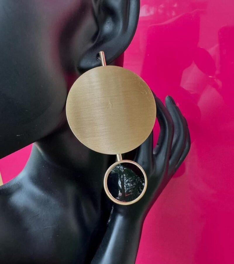 4690 - BO5000 - Boucles d'oreilles en acier noir élégantes